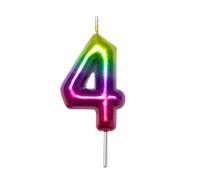 DERVENTA Number Candle Multicolored 2.36 inch Party Celebration Anniversary Decoration Perfect Birthday Brunch Dessert Cake Topper 1 Piece (Number 4)
