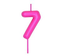 DERVENTA Number Candle Pink 2.36 inch Party Celebration Anniversary Decoration Perfect Birthday Brunch Dessert Cake Topper 1 Piece (Number 7 Pink)
