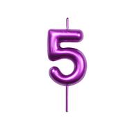 DERVENTA Number Candle Purple 2.36 inch Party Celebration Anniversary Decoration Perfect Birthday Brunch Dessert Cake Topper 1 Piece (Number 5 Purple)