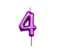 DERVENTA Number Candle Purple 2.36 inch Party Celebration Anniversary Decoration Perfect Birthday Brunch Dessert Cake Topper 1 Piece (Number 4 Purple)
