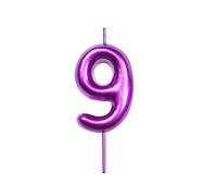 DERVENTA Number Candle Purple 2.36 inch Party Celebration Anniversary Decoration Perfect Birthday Brunch Dessert Cake Topper 1 Piece (Number 9 Purple)