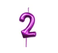 DERVENTA Number Candle Purple 2.36 inch Party Celebration Anniversary Decoration Perfect Birthday Brunch Dessert Cake Topper 1 Piece (Number 2 Purple)