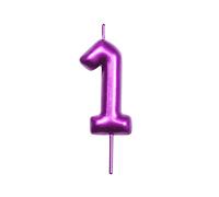 DERVENTA Number Candle Purple 2.36 inch Party Celebration Anniversary Decoration Perfect Birthday Brunch Dessert Cake Topper 1 Piece (Number 1 Purple)
