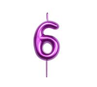 DERVENTA Number Candle Purple 2.36 inch Party Celebration Anniversary Decoration Perfect Birthday Brunch Dessert Cake Topper 1 Piece (Number 6 Purple)