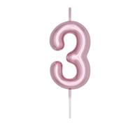 DERVENTA Number Candle Rose Gold 2.36 inch Party Celebration Anniversary Decoration Perfect Birthday Brunch Dessert Cake Topper 1 Piece (Number 3 Rose Gold)