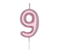 DERVENTA Number Candle Rose Gold 2.36 inch Party Celebration Anniversary Decoration Perfect Birthday Brunch Dessert Cake Topper 1 Piece (Number 9 Rose Gold)