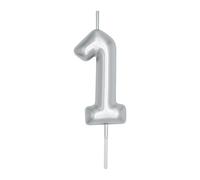 DERVENTA Number Candle Silver 2.36 inch Party Celebration Anniversary Decoration Perfect Birthday Brunch Dessert Cake Topper 1 Piece (Number 1 Silver)