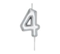 DERVENTA Number Candle Silver 2.36 inch Party Celebration Anniversary Decoration Perfect Birthday Brunch Dessert Cake Topper 1 Piece (Number 4 Silver)