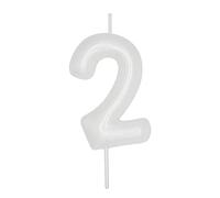 DERVENTA Number Candle White 2.36 inch Party Celebration Anniversary Decoration Perfect Birthday Brunch Dessert Cake Topper 1 Piece (Number 2 White)