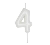 DERVENTA Number Candle White 2.36 inch Party Celebration Anniversary Decoration Perfect Birthday Brunch Dessert Cake Topper 1 Piece (Number 4 White)