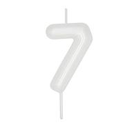DERVENTA Number Candle White 2.36 inch Party Celebration Anniversary Decoration Perfect Birthday Brunch Dessert Cake Topper 1 Piece (Number 7 White)
