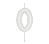DERVENTA Number Candle White 2.36 inch Party Celebration Anniversary Decoration Perfect Birthday Brunch Dessert Cake Topper 1 Piece (Number 0 White)
