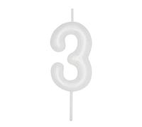 DERVENTA Number Candle White 2.36 inch Party Celebration Anniversary Decoration Perfect Birthday Brunch Dessert Cake Topper 1 Piece (Number 3 White)