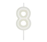 DERVENTA Number Candle White 2.36 inch Party Celebration Anniversary Decoration Perfect Birthday Brunch Dessert Cake Topper 1 Piece (Number 8 White)