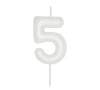 DERVENTA Number Candle White 2.36 inch Party Celebration Anniversary Decoration Perfect Birthday Brunch Dessert Cake Topper 1 Piece (Number 5 White)