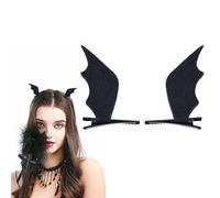Dervivea 2 Pair Halloween Hairclip Barrette Bat Wing Hair Clips Headwear Black Wing Hairpin Devil Wing Hairclip Bat Ears Hair Clips Themed Party Costume Decorations Hair Accessories for Women