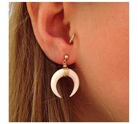 Dervivea Bohemia Horn Earrings Wire Wrap Moon Earrings Half Moon dangle Stud Earrings Vintage Crescent Drop Earrings Jewelry for Women and Girls