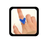 Dervivea Boho Acrylic Heart Adjustable Ring Resin Blue Heart Open Ring Blue Large Love Wrap Rings Vintage Hearted Love Finger Rings Jewelry for Women