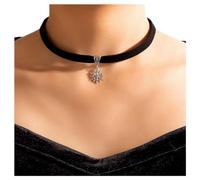 Dervivea Boho Black Suede Choker Necklace Snowflake Velvet Collar Necklace Silver Snow Pendant Necklace Christmas Snow Flake Necklace Jewelry For Women And Girls