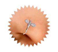 Dervivea Boho Crystal Bee Nose Ring Cz Bee Clip On Nose Ring Silver Bumble Bee Cuff Nose Ring Rhinestone Bumblebee Nose Rings Honey Bee Bendable Nose Ring U Shape Nose Rings Jewelry for Women