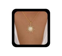 Dervivea Boho Crystal Sun Moon Pendant Necklace Gold Sun Rhinestone Choker Necklace Moons Suns Crystal Collar Necklaces Vintage CZ Sunshine Chain Necklaces Jewelry for Women