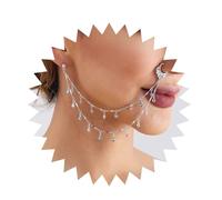 Dervivea Boho Evil Eye Nose To Ear Chain Silver Luck Eye Nose Ring Turkish Eye Nose Ring Layered Eye Clip On Nose Ring Non Pierced Nose Ring Indian Nose Ring Jewelry for Women and Girls(Evil Eye)