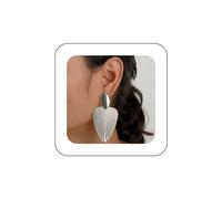 Dervivea Boho Hammered Leaf Dangle Earrings Silver Palm Leaf Earrings Large Leaf Drop Earrings Metal Leaves Earrings Exaggerated Metal Earrings Jewelry for Women and Girls