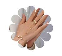 Dervivea Boho Heart Finger Ring Bracelet Gold Heart Bracelet Heart Slave Finger Ring Bracelet Love Heart Slave Bracelet Jewelry for Women and Girls