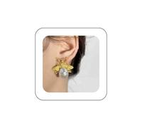 Dervivea Boho Pearl Bee Stud Earrings Cute Honeybee Earrings Bumble Bee Dangle Earrings Insect Bee Gold Earrings Large Baroque Pearl Earrings Jewelry for Women and Girls