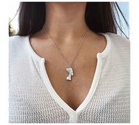 Dervivea Boho Pharaoh Necklace Choker Egyptian Pendant Necklace Pharaoh Queen Necklace silver Egyptian Portrait Necklace Nefertiti Head Necklace Chain Jewelry for Women and Girls
