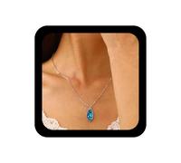 Dervivea Boho Star Moon Pendant Necklace Blue Moon Choker Necklace Star Moons Oval Collar Necklaces Vintage Blue Oval Chain Necklaces Jewelry for Women