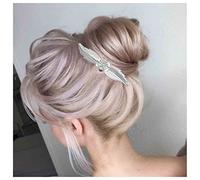 Dervivea French Metal Leaf Hair Comb Crystal Flower Bridal Hair Combs Silver Leaves Hair Comb Headpieces Bride Wedding Leaf Hair Comb Decorative Hair Accessories for Women and Girls Headdress (Silver)