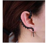 Dervivea Gothic Dragon Ear Wrap Around Earrings Flying Dragon Ear Cuff Wrap Earrings Retro Dragon Ear Climber Crawler Earrings Black Metal Dragon Earrings Halloween Earrings Jewelry for Women