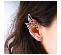 Dervivea Gothic Elf Ear Wrap Silver Wings Ear Cuff - Vintage Elves Metal Wings Ear Crawler for Halloween Cosplay Cartilage Jewelry (Silver Right)