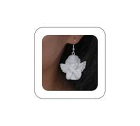Dervivea Gothic Guardian Angel Dangle Earrings White Angel Earrings Cupid Angel Drop Earrings Baroque Angel Earrings Jewelry for Women
