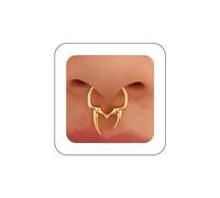 Dervivea Gothic Horns Septum Ring Buffalo Horn Nose Rings Horns Clip On Nose Ring Gold Horns Cuff Nose Ring Bull Horns Nose Ring U Shape Nose Rings No Piercing Nose Ring Jewelry for Women(Gold1)
