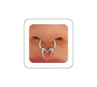 Dervivea Gothic Horns Septum Ring Buffalo Horn Nose Rings Horns Clip On Nose Ring Silver Horns Cuff Nose Ring Bull Horns Nose Ring U Shape Nose Rings No Piercing Nose Ring Jewelry for Women(Silver1)
