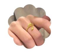 Dervivea Gothic Luck Dragon Ring Gold Chinese Dragon Ring Dragon Finger Ring Flying Dragon Knuckle Ring Dragon's Tail Qiankun Lucky Ring Adjustable Open Ring Jewelry for Women and Girls