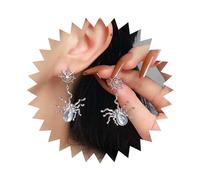 Dervivea Gothic Moonstone Spider Dangle Earrings Silver Spider Wed Earrings Halloween Spider Earrings Moonstone Spider Drop Earrings Jewelry for Women and Girls
