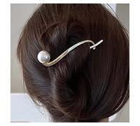 Dervivea Minimalist Smile Pearl Hairclip Hairpin Pearl Hair Barrette Clip Large Anti Slip Hairpins French Gold Hair Clip Pins Decorative Hair Accessories for Women and Girl Headdress