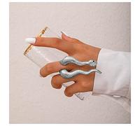 Dervivea Punk Exaggerated Snake Ring Silver Snakes Finger Wrap Ring Animal Serpent Half Open Ring Gothic Snake Shape Ring Jewelry for Women and Girls