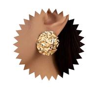 Dervivea Punk Hammered Disc Stud Earrings Gold Disc Coin Earrings Large Disc Earrings Circle Coin Stud Earrings Metal Disk Earrings Jewelry for Women
