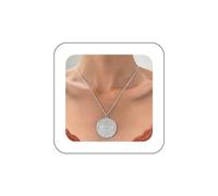 Dervivea Punk Large Disc Pendent Necklace Skull Coin Necklace Pirates Of The Caribbean Necklace Silver Disc Coin Necklace Aztec Coin Medallion Necklace Jack Sparrow Necklace Jewelry for Women and Girl