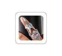 Dervivea Punk Skull Finger Ring Skull Knuckle Joint Ring Silver Human Skull Ring Full Finger Ring Full Armor Ring Long Skull Skeleton Ring Halloween Knuckle Ring Jewelry for Women and Girls