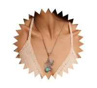 Dervivea Punk Turquoise Butterfly Pendent Necklace Silver Filigree Butterfly Necklace Turquoise Butterfly Wing Necklace Sapphire Butterfly Necklace Italian Chain Necklace Jewelry for Women