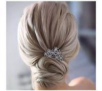 Dervivea Rhinestone Snowflake Hair Comb Barrette Silver Snow Hair Side Comb Crystal Weddings Headpieces Chirstmas Cz Snowflake Hair Piece Decorative Hair Accessories for Women and Girls Headdress