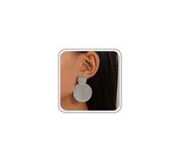 Dervivea Silver Double Circle Stud Earrings Large Round Coin Stud Earrings Hammered Disc Dangle Earrings Vintage Huge Textured Dangle Earrings Jewelry for Women