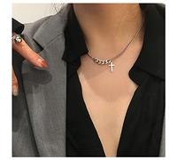 Dervivea Vintage Cross Choker Necklace Punk Curb Chain Link Necklace Religious Cross Pendant Necklace Chain Silver Short Necklace Jewelry For Women And Girls