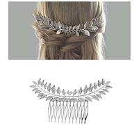 Dervivea Vintage Leaf Hair Comb Barrette Silver Leaves Hair Clips Laurel Leaf Hair Comb Metal Hair Piece Greek Goddess Hair Comb Accessories for Women and Girl Headdress (Silver)