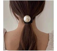 Dervivea Vintage Pearl Hair Tie Band Large Pearl Hair Tie Rope Pearl Ponytail Holders Hair Band Tie Single Pearl Elastic Hair Rope Decorative Hair Accessories for Women and Girls Headdress